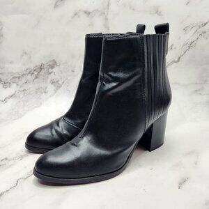 H&M Leather Pointed Toe Black Ankle Boots Booties Women's Size 37 (US 6)